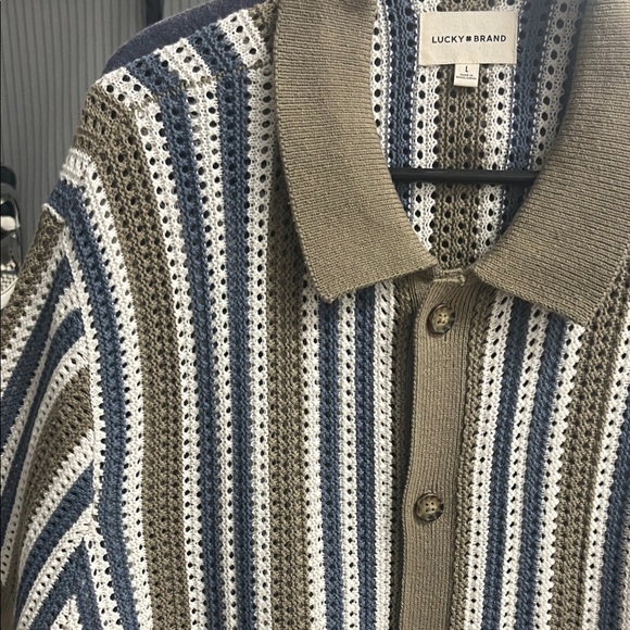 Lucky Brand Blue and Tan Striped Cardigan - Picture 4 of 9
